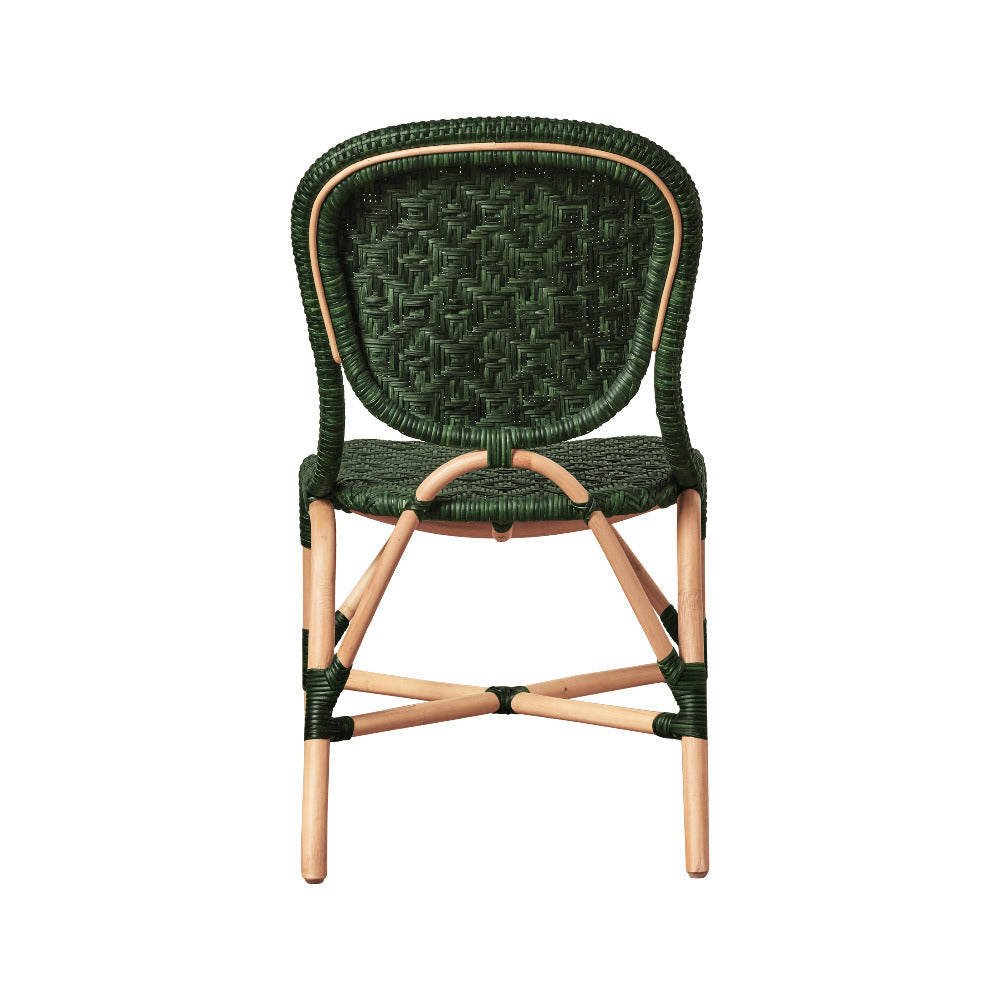 Portofino Green Rattan Bistro Chair Back View