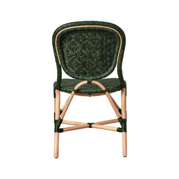 Portofino Green Rattan Bistro Chair Back View