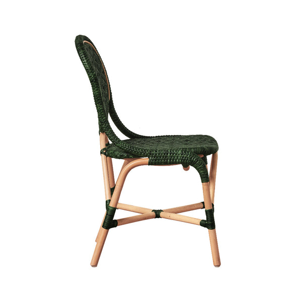Portofino Green Rattan Bistro Chair Side View