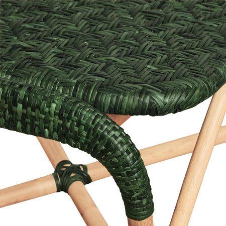 Portofino Green Rattan Side Chair seat closeup