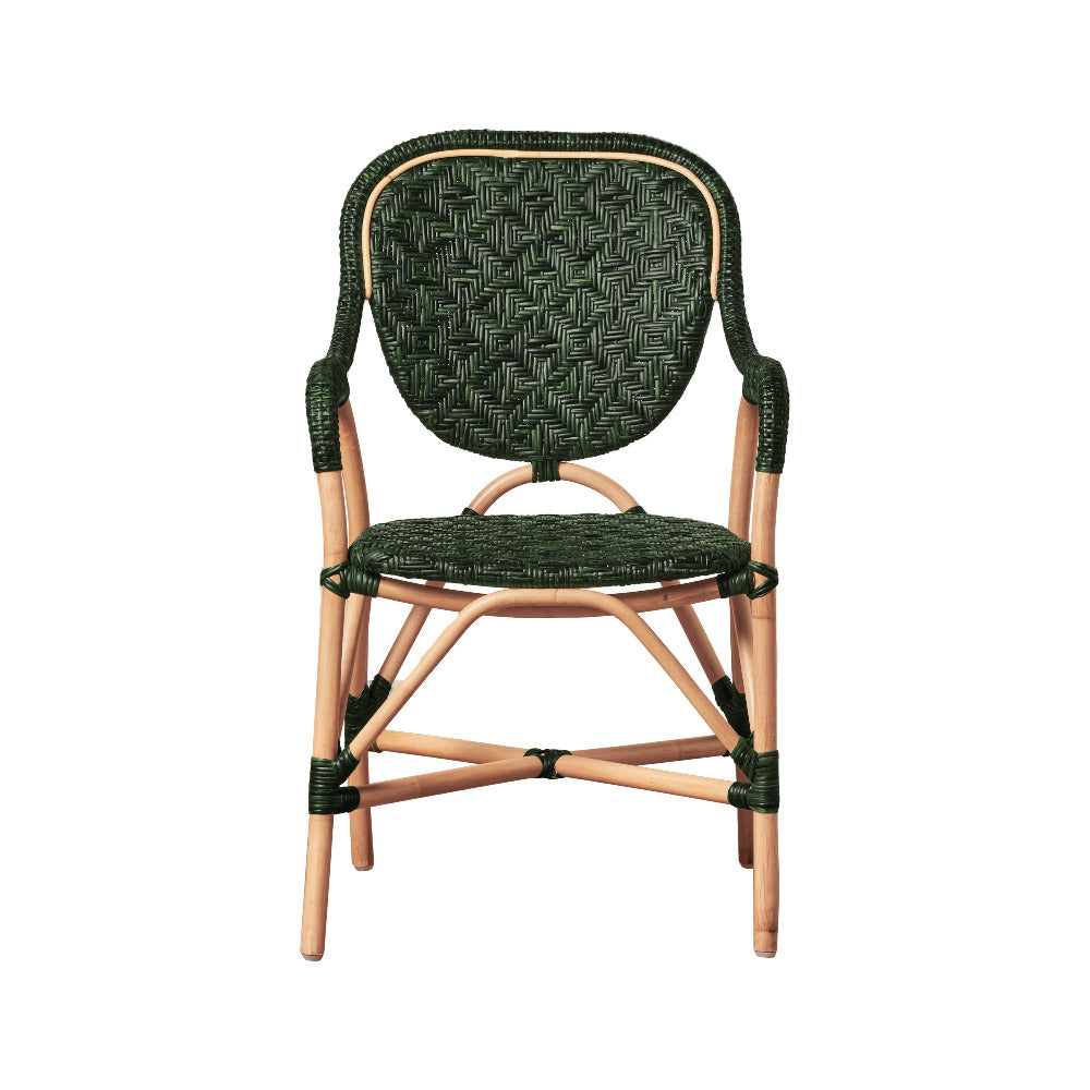 Portofino Green Woven Rattan Bistro Arm Chair