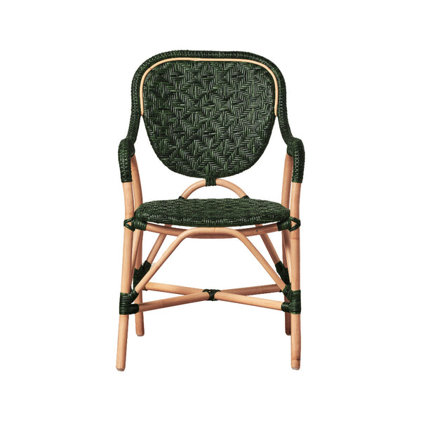 Portofino Green Woven Rattan Bistro Arm Chair