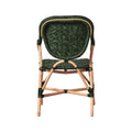 Portofino Green Woven Rattan Bistro Arm Chair back view