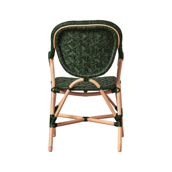 Portofino Green Woven Rattan Bistro Arm Chair back view
