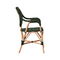 Portofino Green Woven Rattan Bistro Arm Chair side view