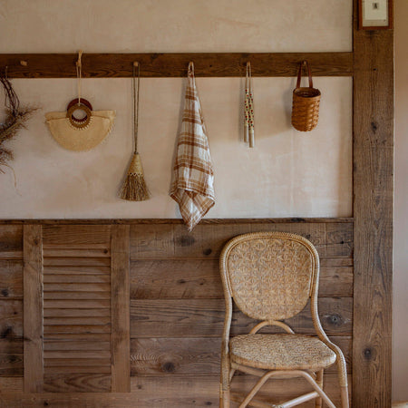 Portofino Natural Side Chair styled in rustic hallway