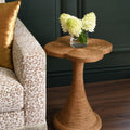 Posey Accent Table styled next to tasseled trim sofa