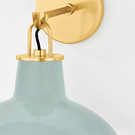 Pottersville Celadon Crackle Ceramic Wall Sconce closeup