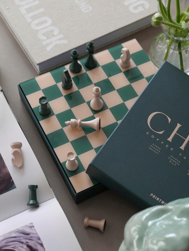 Classic Chess board styled on coffee table