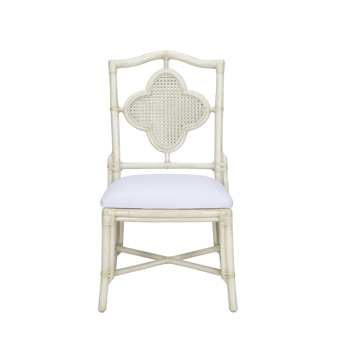 Quatrefoil Rattan Side Chair - woven cane back