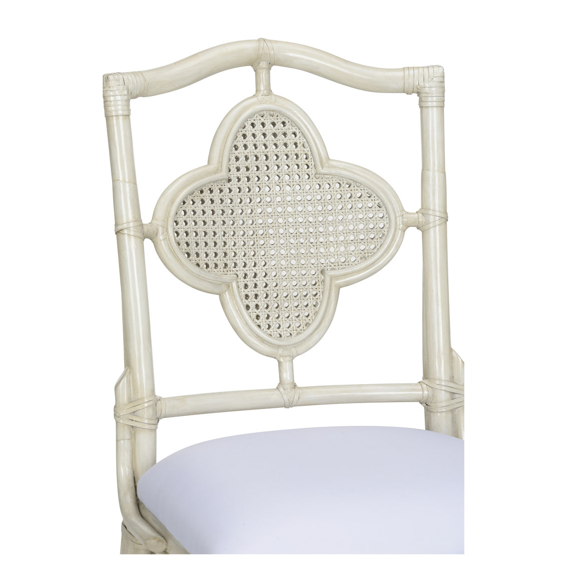 Quatrefoil Rattan Side Chair - woven cane closeup