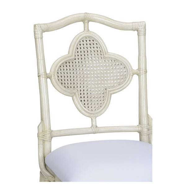 Quatrefoil Rattan Side Chair - woven cane closeup