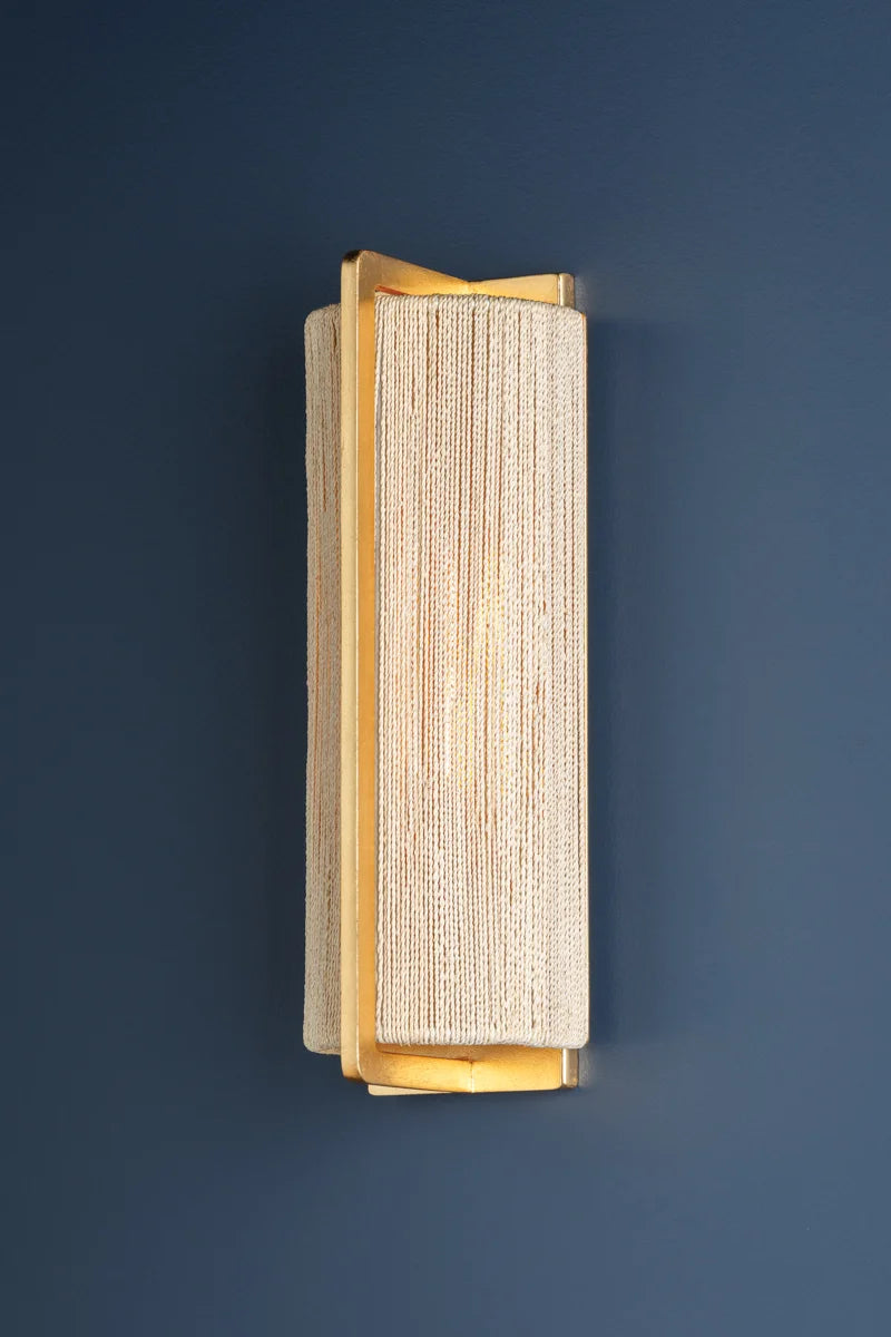Quebec Abaca Rope Sconce on blue wall