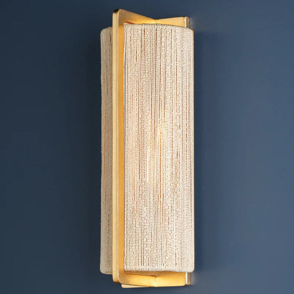 Quebec Abaca Rope Sconce on blue wall