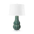 Quinn Veridian Green Lamp with white linen shade