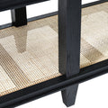 Cogswell Black Console Woven Cane Shelf