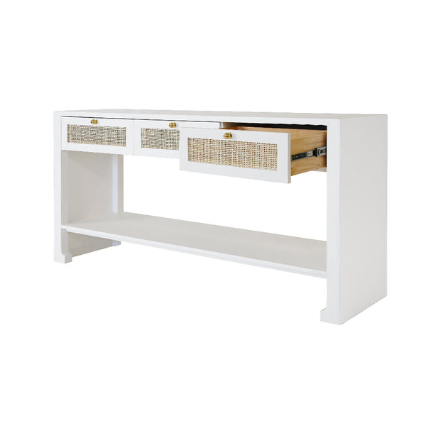 Sloan White Console with Open Drawer