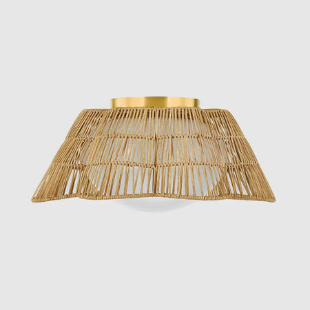 Raiford Rattan Flush Mount with Brass Canopy