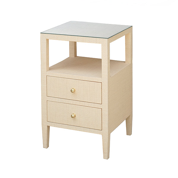 Daisy Natural Side Table with Glass Top