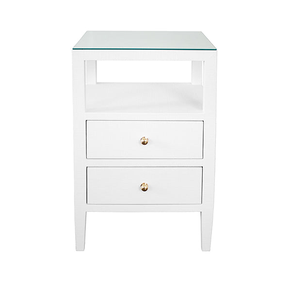 Daisy White Side Table with Glass Top