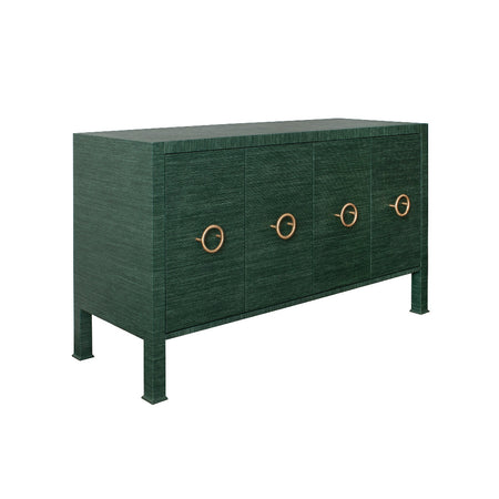 Elordi Forest Green Grasscloth Buffet Angle View