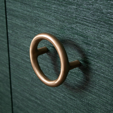 Elordi Forest Grasscloth Buffet - Round Brass Hardware closeup