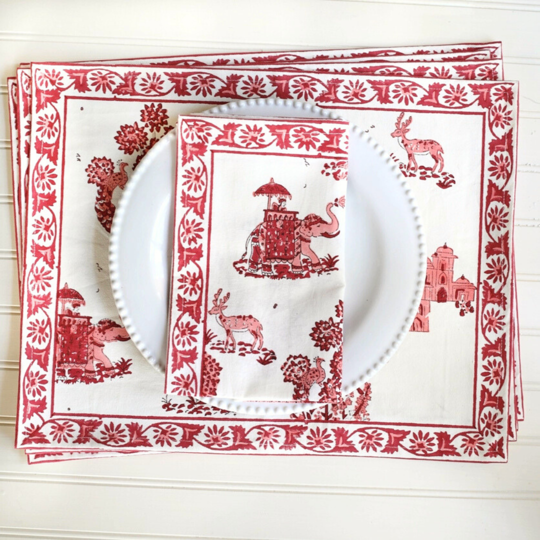 Raj Pink Placemats and coordinating napkins