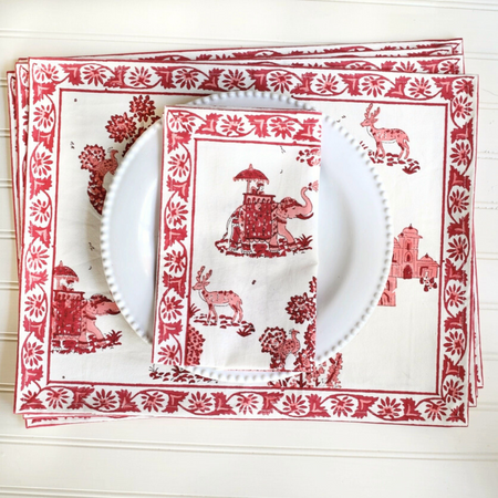 Raj Pink Placemats and coordinating napkins