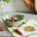 Reactive Glaze Berry Bowl with Insalata Linen Tea Towel