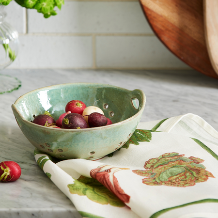 Reactive Glaze Berry Bowl with Insalata Linen Tea Towel