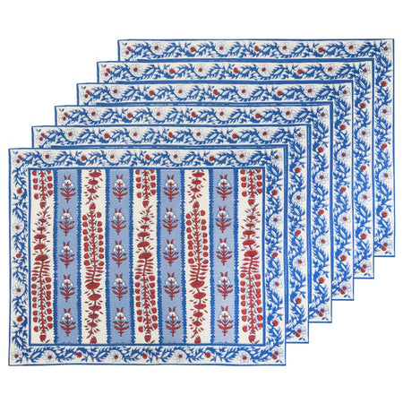 Avignon Red and Blue Placemats - set of 6