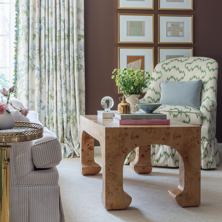 Reese Burl Coffee Table - styled by Alisa Bovino 