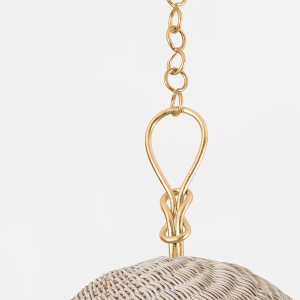 Reina Rattan Pendant Gold Knot Detail
