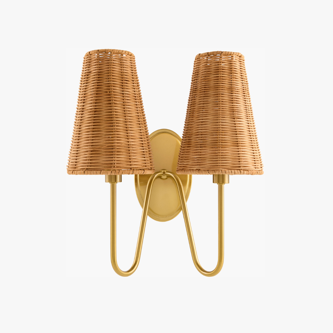 Renley Woven Rattan Wall Sconce by Dear Keaton