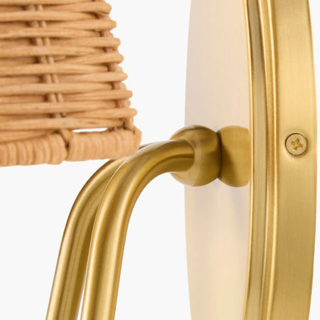 Renley Woven Rattan Wall Sconce gold backplate