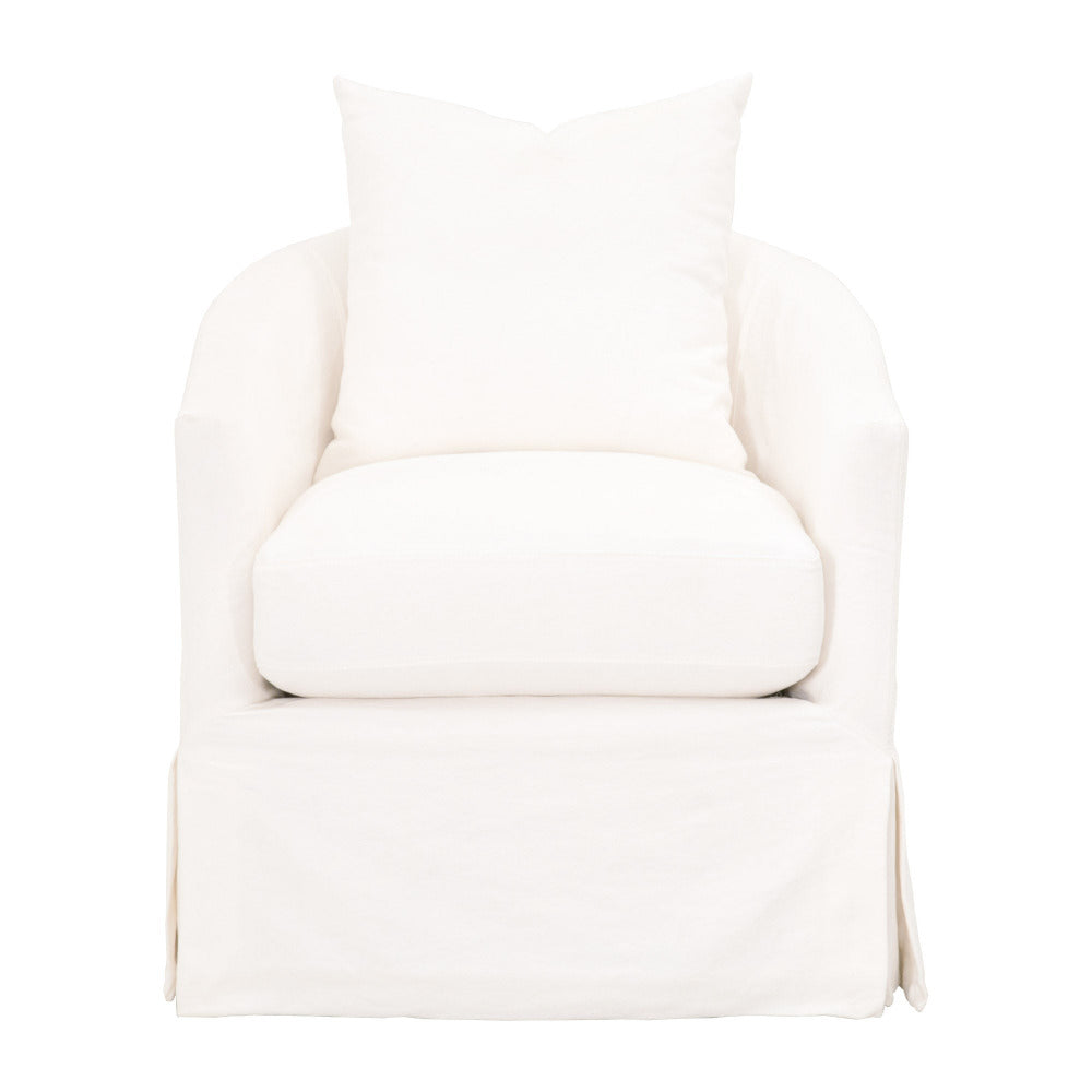 Close-up of white fabric on armrest and seam
