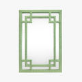 Rhodes Leaf Green Rattan Mirror