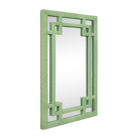 Rhodes Leaf Green Rattan Mirror