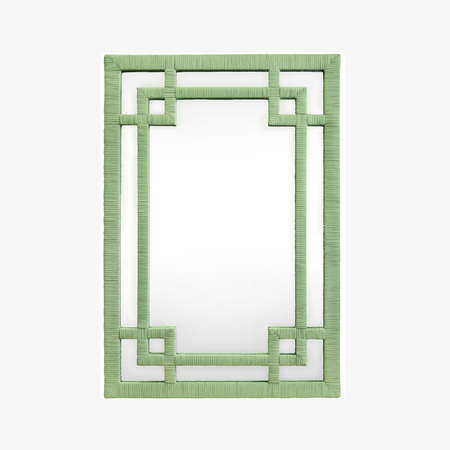 Rhodes Leaf Green Rattan Mirror