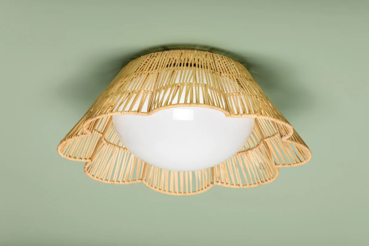 Raiford Rattan Flush Mount Closeup