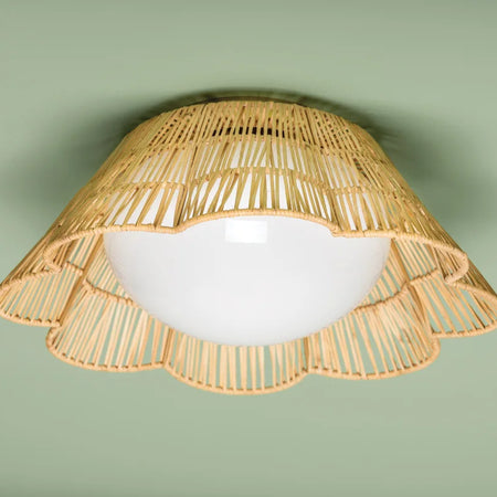 Raiford Rattan Flush Mount Closeup