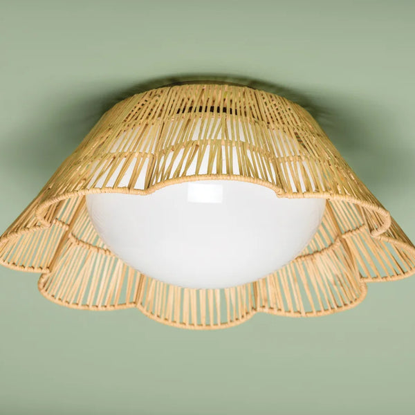 Raiford Rattan Flush Mount - Woven Basket Lighting - Dear Keaton