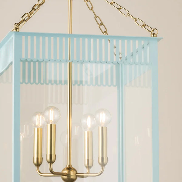 Rosalie Lantern - Pale Blue and Brass