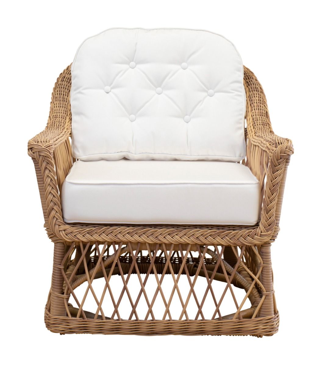 Rosemary Outdoor Lounge Chair with white cushion on a white background
