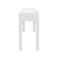 Castella White Lacquered Linen Console Table side view