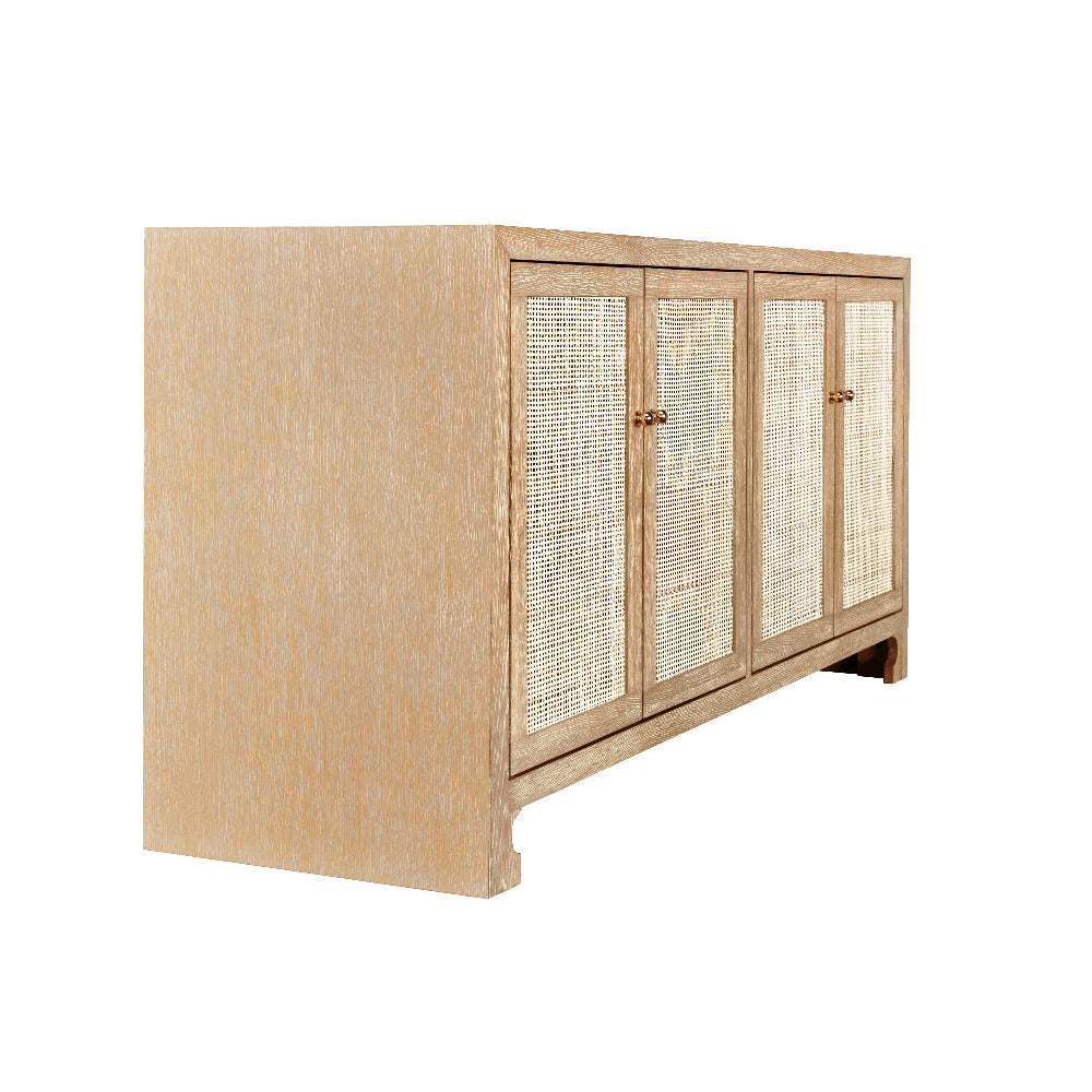 Sloan Oak Cabinet - Cane Front Storage Sideboards - Dear Keaton
