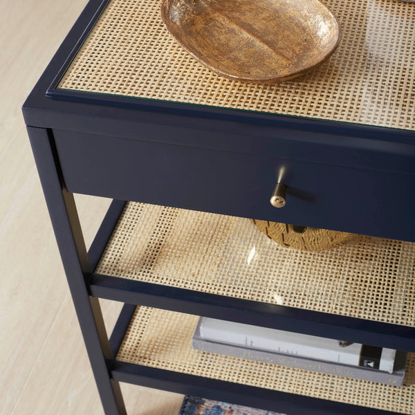 Andrea Midnight Side Table cane detailing