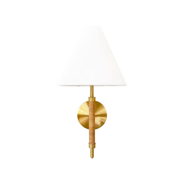 Maison Rechargeable Rattan and Brass Wall Sconce