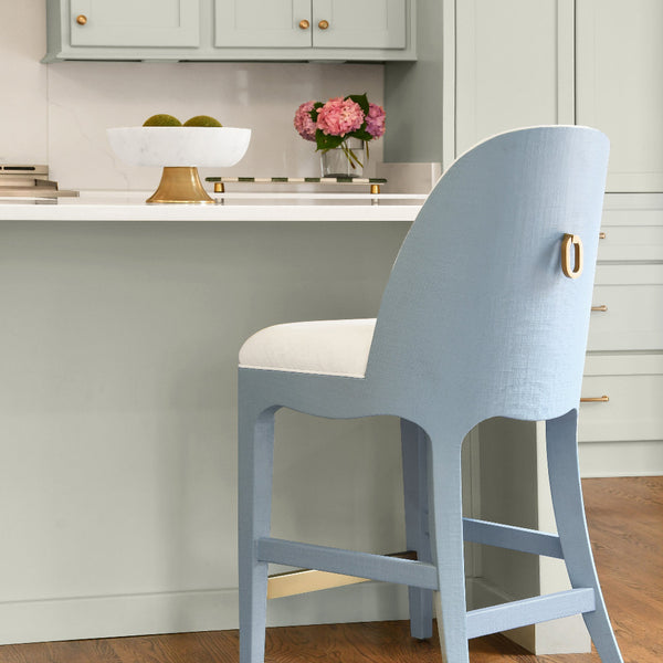 Sabine Light Blue Counter Stool - Performance Fabric - Dear Keaton