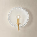 Salloped Edge Ceramic Pierce Ivory Wall Sconce illuminated